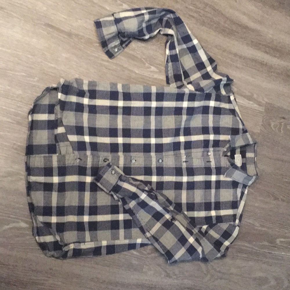 Navy yellow plaid shirt